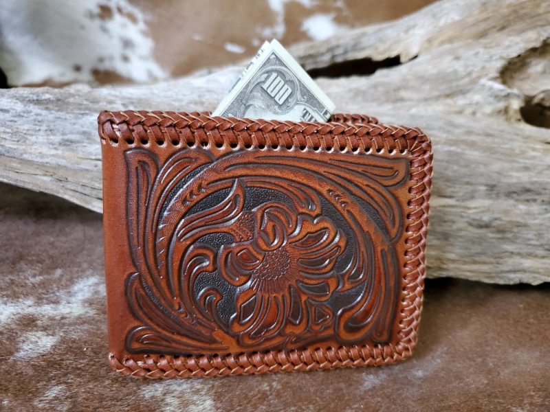 Genuine Tooled Leather Western Wallet 